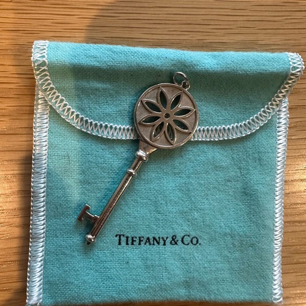 Tiffany & CO. Silver and Dimond Daisy Key Pendant with Beaded Design - Picture 6 of 8